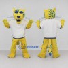 Custom Yellow Blue and White Leopard in Sportswear Mascot Costume Adult Full Body Suit for Sports Events