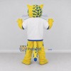 Custom Yellow Blue and White Leopard in Sportswear Mascot Costume Adult Full Body Suit for Sports Events Custom Yellow Blue and White Leopard in Sportswear Mascot Costume Adult Full Body Suit for Sports Events