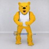 Custom Yellow and White Muscular Bear in Tank Top Mascot Costume Adult Full Body Suit for Sports Events Custom Yellow and White Muscular Bear in Tank Top Mascot Costume Adult Full Body Suit for Sports Events