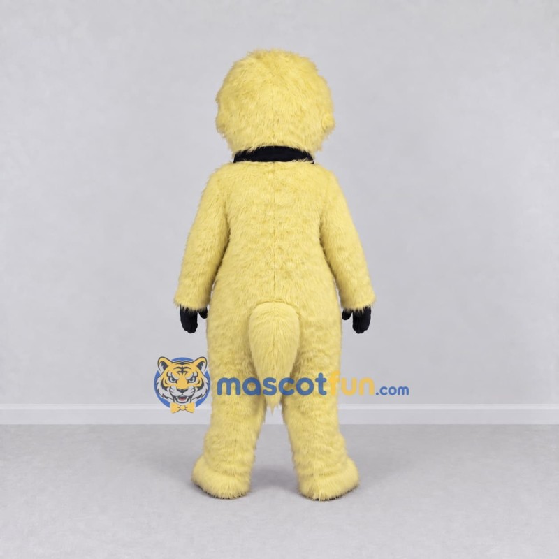 Custom Cream and Black Shaggy Dog with Scarf Mascot Costume Adult Full Body Suit for Winter Events Custom Cream and Black Shaggy Dog with Scarf Mascot Costume Adult Full Body Suit for Winter Events
