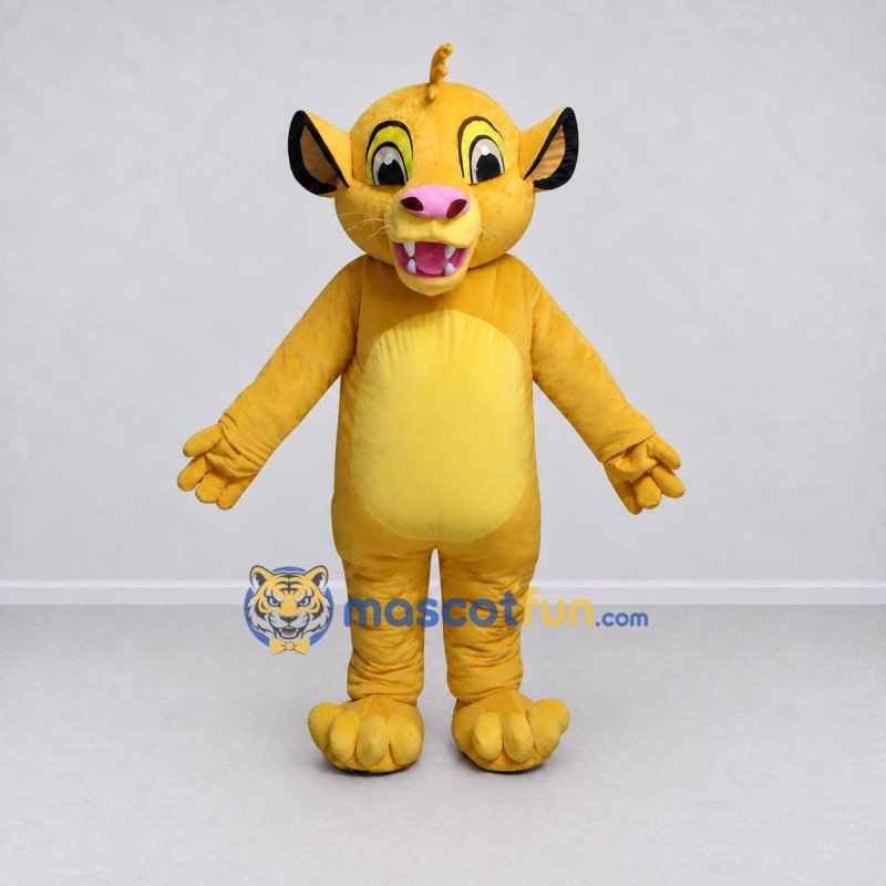 Custom Yellow Lion Cub Mascot Costume Adult Full Body Suit for School Events Custom Yellow Lion Cub Mascot Costume Adult Full Body Suit for School Events