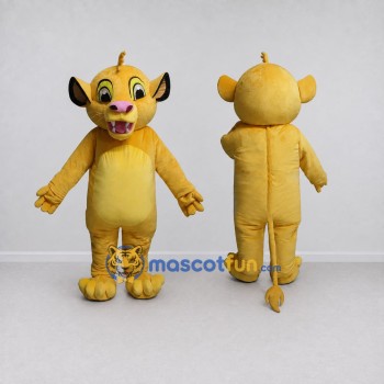Custom Yellow Lion Cub Mascot Costume Adult Full Body Suit for School Events