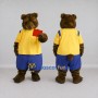 Custom Brown Yellow and Blue Bear in Sportswear Mascot Costume Adult Full Body Suit for Sports Events