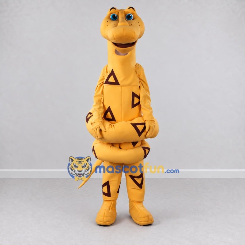 Custom Yellow and Brown Snake Mascot Costume Adult Full Body Suit for Wildlife Events Custom Yellow and Brown Snake Mascot Costume Adult Full Body Suit for Wildlife Events