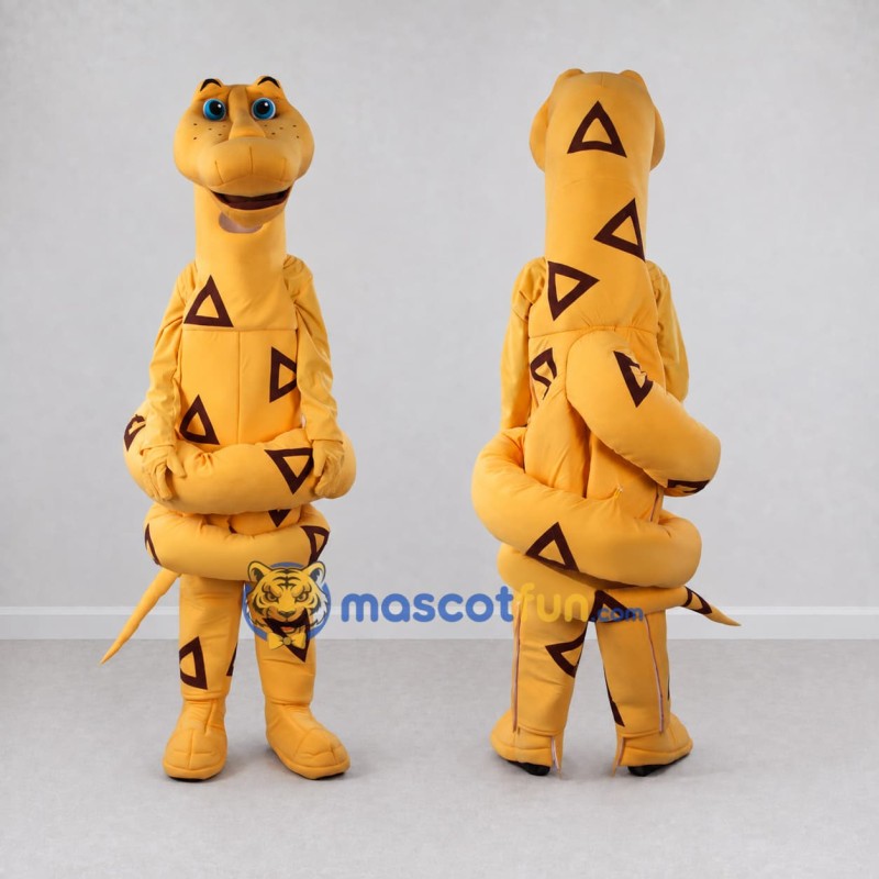 Custom Yellow and Brown Snake Mascot Costume Adult Full Body Suit for Wildlife Events Custom Yellow and Brown Snake Mascot Costume Adult Full Body Suit for Wildlife Events