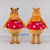 Custom Orange and Red Hippo in Polka Dot Skirt Mascot Costume Adult Full Body Suit for Dance Events Custom Orange and Red Hippo in Polka Dot Skirt Mascot Costume Adult Full Body Suit for Dance Events