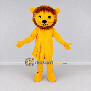 Custom Yellow and Brown Lion Mascot Costume Adult Full Body Suit for School Events