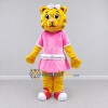 Custom Yellow and Pink Tiger in Dress Mascot Costume Adult Full Body Suit for School Events Custom Yellow and Pink Tiger in Dress Mascot Costume Adult Full Body Suit for School Events