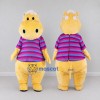 Custom Yellow Pink and Blue Hippo in Striped Shirt Mascot Costume Adult Full Body Suit for School Events