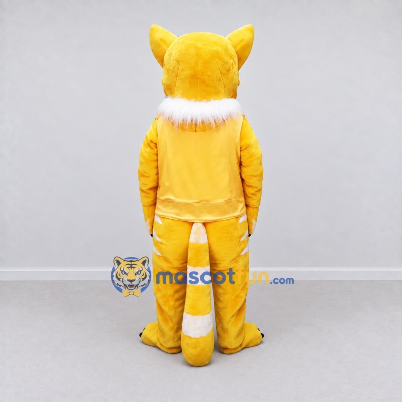 Custom Yellow and White Tabby Cat Mascot Costume Adult Full Body Suit for School Events Custom Yellow and White Tabby Cat Mascot Costume Adult Full Body Suit for School Events