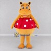 Custom Orange and Red Hippo in Polka Dot Skirt Mascot Costume Adult Full Body Suit for Dance Events Custom Orange and Red Hippo in Polka Dot Skirt Mascot Costume Adult Full Body Suit for Dance Events