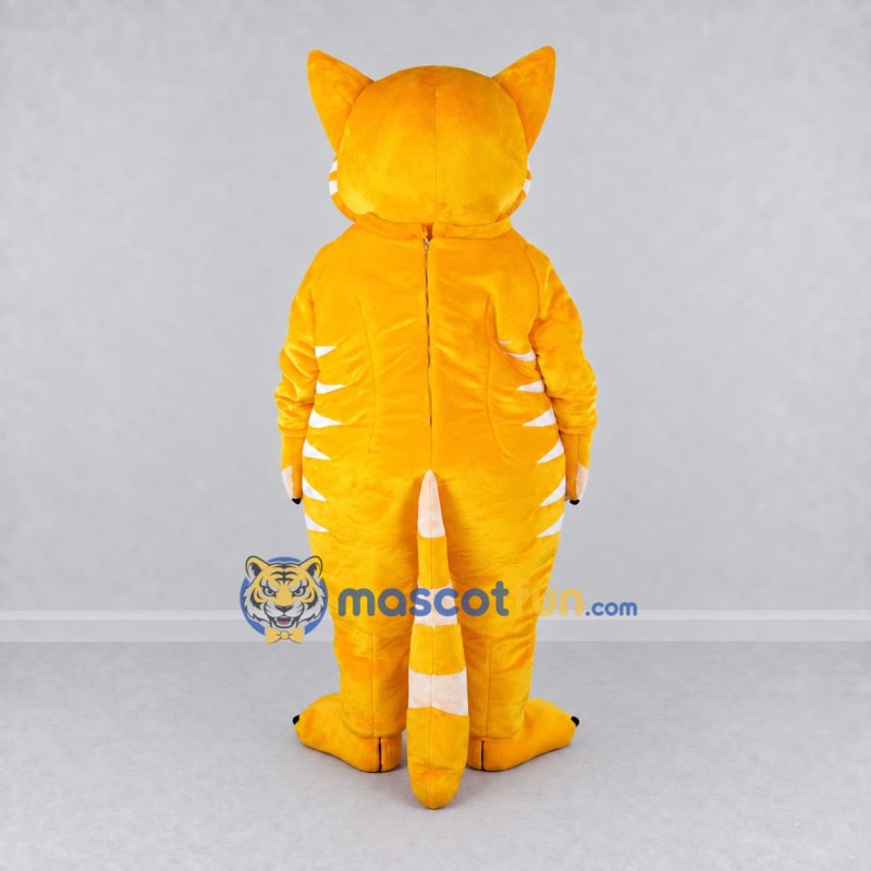 Custom Yellow and White Tabby Cat Mascot Costume Adult Full Body Suit for School Events Custom Yellow and White Tabby Cat Mascot Costume Adult Full Body Suit for School Events