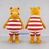 Custom Yellow Red and White Hippo in Striped Outfit Mascot Costume Adult Full Body Suit for School Events