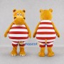 Custom Yellow Red and White Hippo in Striped Outfit Mascot Costume Adult Full Body Suit for School Events