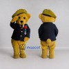 Custom Brown Navy Blue and Olive Green Bear in Uniform Mascot Costume Adult Full Body Suit for Community Events Custom Brown Navy Blue and Olive Green Bear in Uniform Mascot Costume Adult Full Body Suit for Community Events