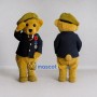 Custom Brown Navy Blue and Olive Green Bear in Uniform Mascot Costume Adult Full Body Suit for Community Events