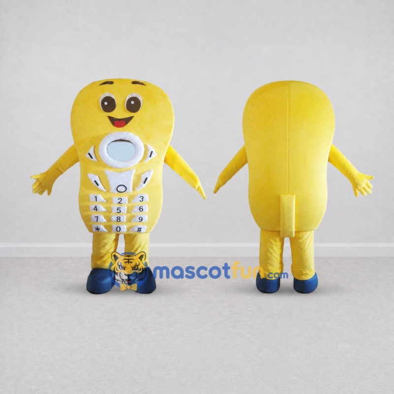 Custom Yellow and Blue Mobile Phone Mascot Costume Adult Full Body Suit for Promotional Events Custom Yellow and Blue Mobile Phone Mascot Costume Adult Full Body Suit for Promotional Events