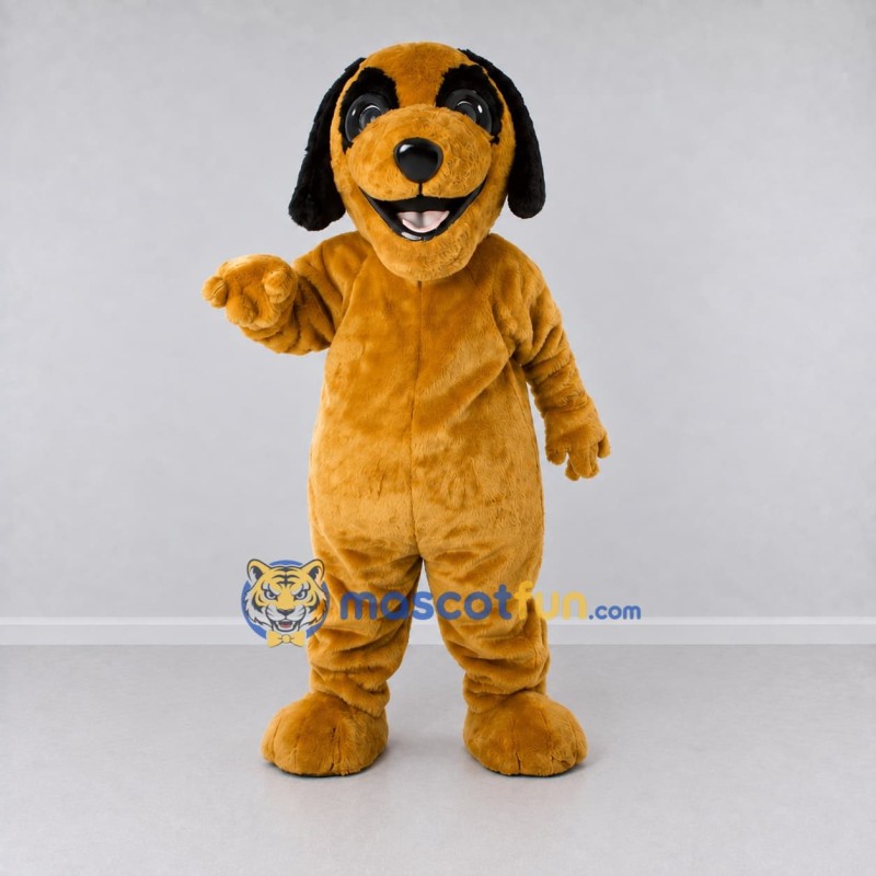 Custom Golden Brown and Black Dog Mascot Costume Adult Full Body Suit for Community Events
