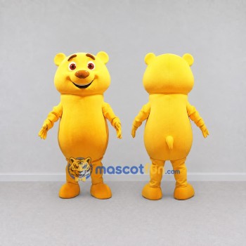 Custom Yellow Bear Mascot Costume Adult Full Body Suit for School Events