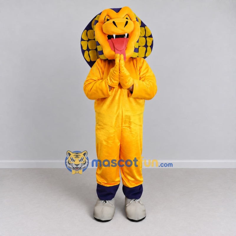 Custom Yellow and Blue Cobra Mascot Costume Adult Full Body Suit for Wildlife Events Custom Yellow and Blue Cobra Mascot Costume Adult Full Body Suit for Wildlife Events