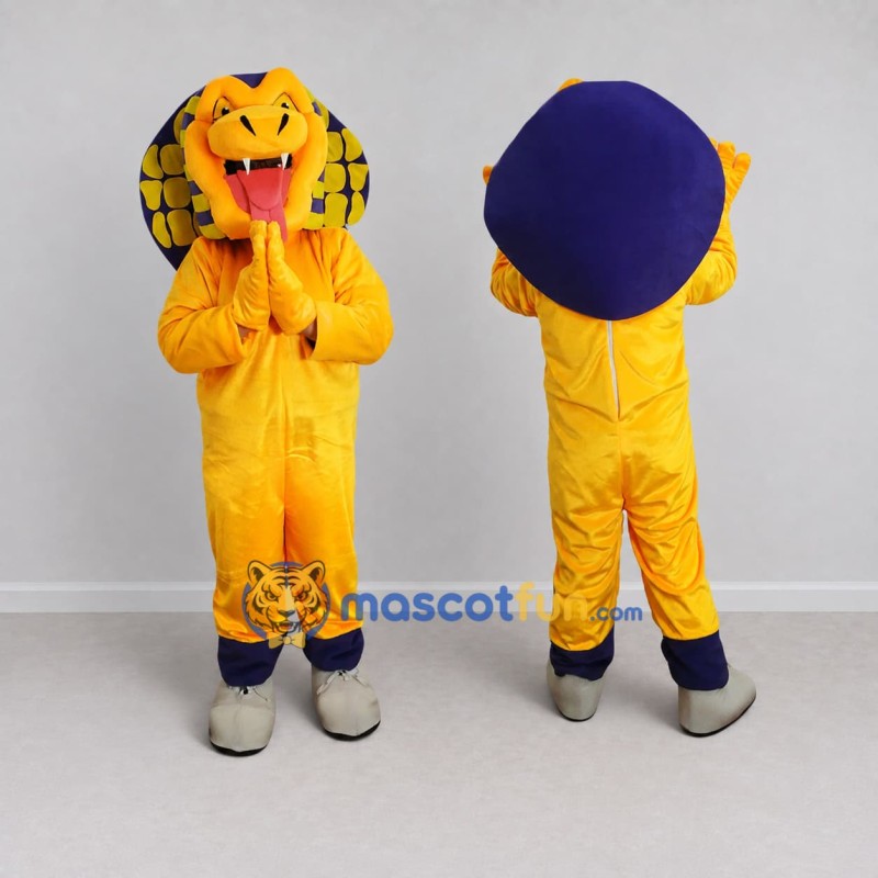 Custom Yellow and Blue Cobra Mascot Costume Adult Full Body Suit for Wildlife Events Custom Yellow and Blue Cobra Mascot Costume Adult Full Body Suit for Wildlife Events