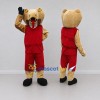 Custom Tan and Red Saber Toothed Cat in Sportswear Mascot Costume Adult Full Body Suit for Sports Events
