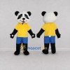 Custom Black White and Yellow Panda in T Shirt Mascot Costume Adult Full Body Suit for School Events