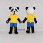 Custom Black White and Yellow Panda in T Shirt Mascot Costume Adult Full Body Suit for School Events