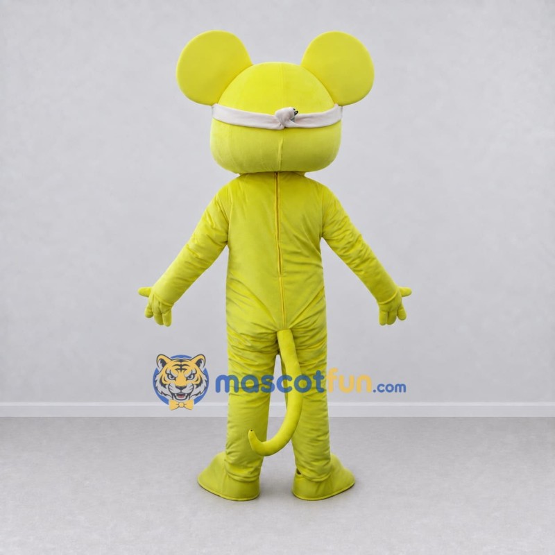 Custom Lime Yellow and White Mouse in Visor Mascot Costume Adult Full Body Suit for Sports Events Custom Lime Yellow and White Mouse in Visor Mascot Costume Adult Full Body Suit for Sports Events