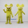 Custom Lime Yellow and White Mouse in Visor Mascot Costume Adult Full Body Suit for Sports Events