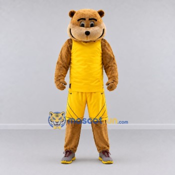 Custom Brown and Yellow Otter in Sportswear Mascot Costume Adult Full Body Suit for Sports Events Custom Brown and Yellow Otter in Sportswear Mascot Costume Adult Full Body Suit for Sports Events