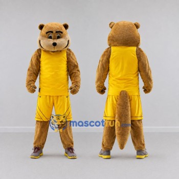 Custom Brown and Yellow Otter in Sportswear Mascot Costume Adult Full Body Suit for Sports Events