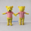 Custom Yellow and Pink Teddy Bear in Shirt Mascot Costume Adult Full Body Suit for School Events Custom Yellow and Pink Teddy Bear in Shirt Mascot Costume Adult Full Body Suit for School Events