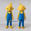 Custom Yellow and Blue Cartoon Boy in Overalls Mascot Costume Adult Full Body Suit for School Events Custom Yellow and Blue Cartoon Boy in Overalls Mascot Costume Adult Full Body Suit for School Events
