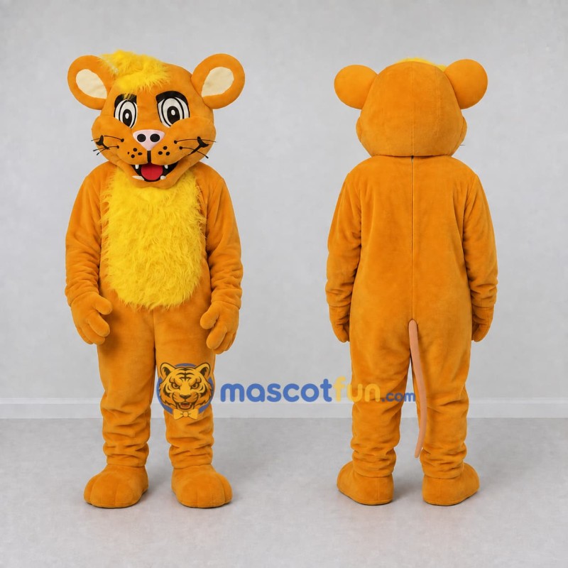 Custom Orange and Yellow Big Cat Cub Mascot Costume Adult Full Body Suit for School Events Custom Orange and Yellow Big Cat Cub Mascot Costume Adult Full Body Suit for School Events