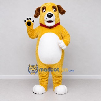 Custom Yellow White and Brown Dog with Collar Mascot Costume Adult Full Body Suit for School Events Custom Yellow White and Brown Dog with Collar Mascot Costume Adult Full Body Suit for School Events
