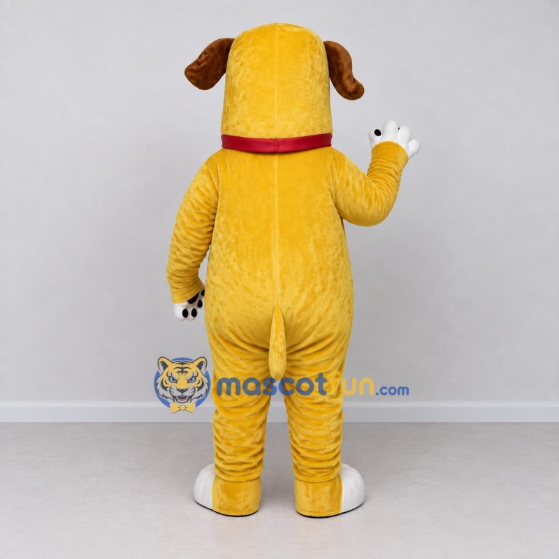 Custom Yellow White and Brown Dog with Collar Mascot Costume Adult Full Body Suit for School Events Custom Yellow White and Brown Dog with Collar Mascot Costume Adult Full Body Suit for School Events