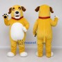 Custom Yellow White and Brown Dog with Collar Mascot Costume Adult Full Body Suit for School Events