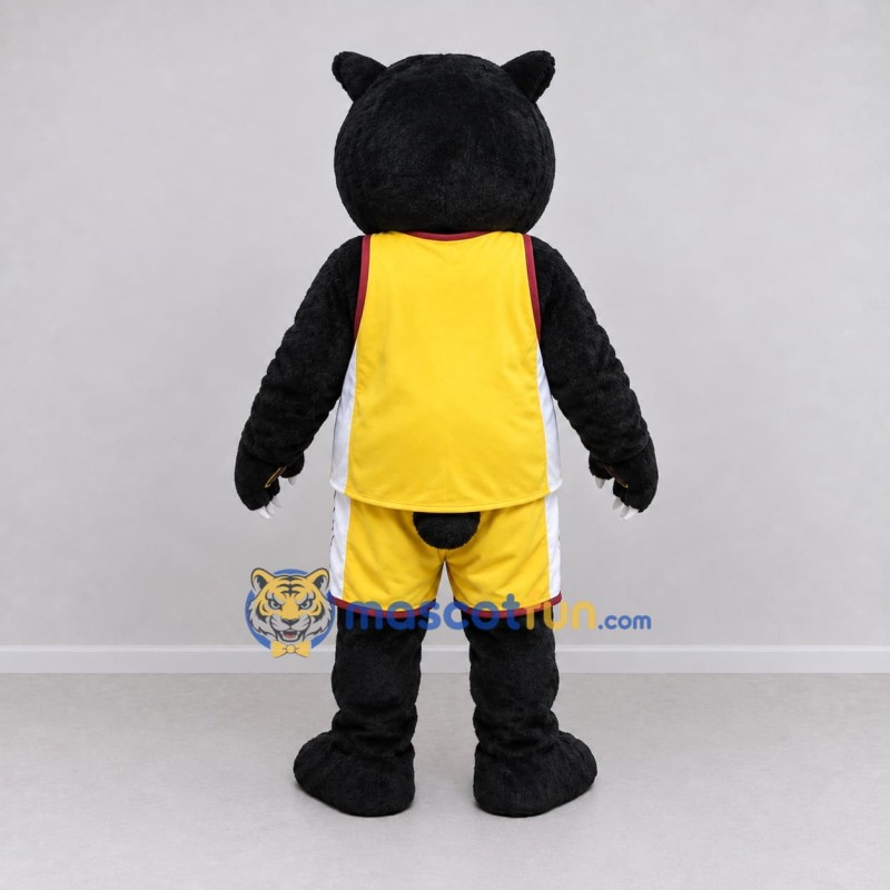 Custom Black and Yellow Bear in Basketball Uniform Mascot Costume Adult Full Body Suit for Sports Events Custom Black and Yellow Bear in Basketball Uniform Mascot Costume Adult Full Body Suit for Sports Events
