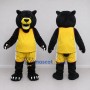 Custom Black and Yellow Bear in Basketball Uniform Mascot Costume Adult Full Body Suit for Sports Events