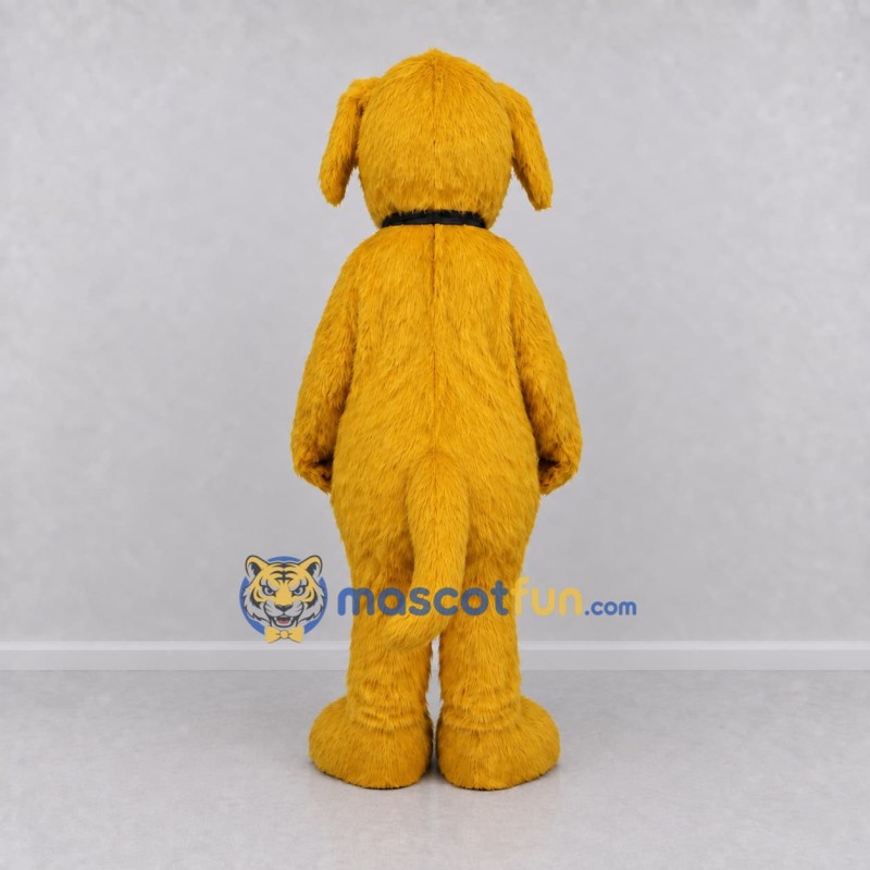 Custom Golden Yellow and Black Dog with Bandana Mascot Costume Adult Full Body Suit for Community Events Custom Golden Yellow and Black Dog with Bandana Mascot Costume Adult Full Body Suit for Community Events