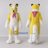 Custom Yellow White and Pink Fox with Scarf Mascot Costume Adult Full Body Suit for Winter Events