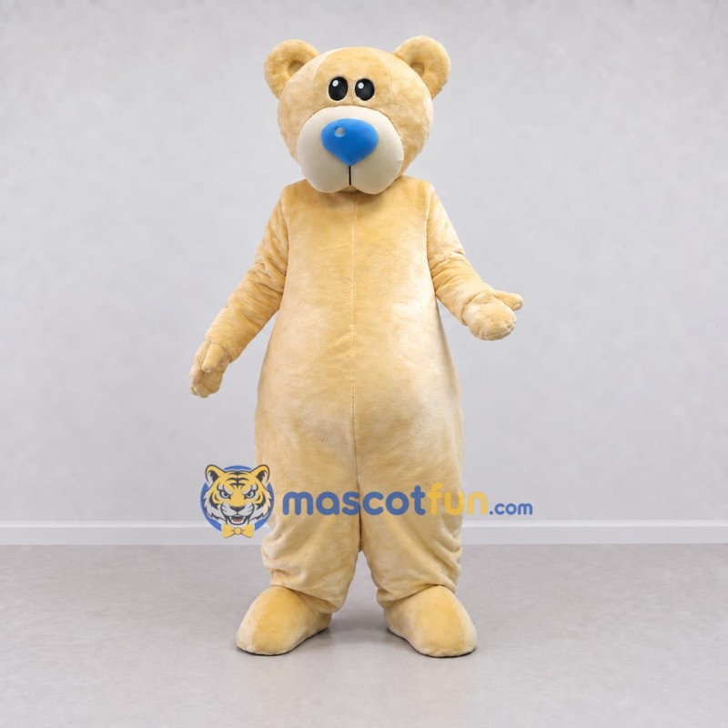 Custom Cream and Blue Teddy Bear Mascot Costume Adult Full Body Suit for Community Events
