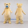 Custom Cream and Blue Teddy Bear Mascot Costume Adult Full Body Suit for Community Events