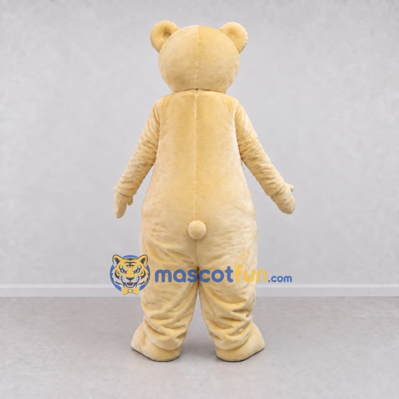 Custom Cream and Blue Teddy Bear Mascot Costume Adult Full Body Suit for Community Events