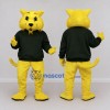 Custom Yellow and Black Cat in Sweatshirt Mascot Costume Adult Full Body Suit for School Events Custom Yellow and Black Cat in Sweatshirt Mascot Costume Adult Full Body Suit for School Events