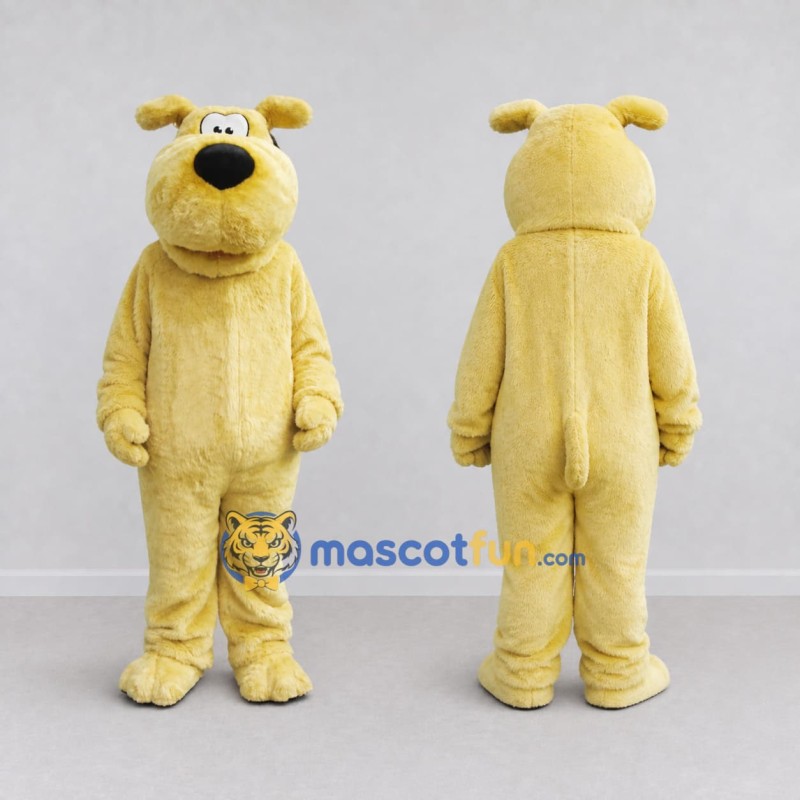 Custom Cream Dog Mascot Costume Adult Full Body Suit for School Events
