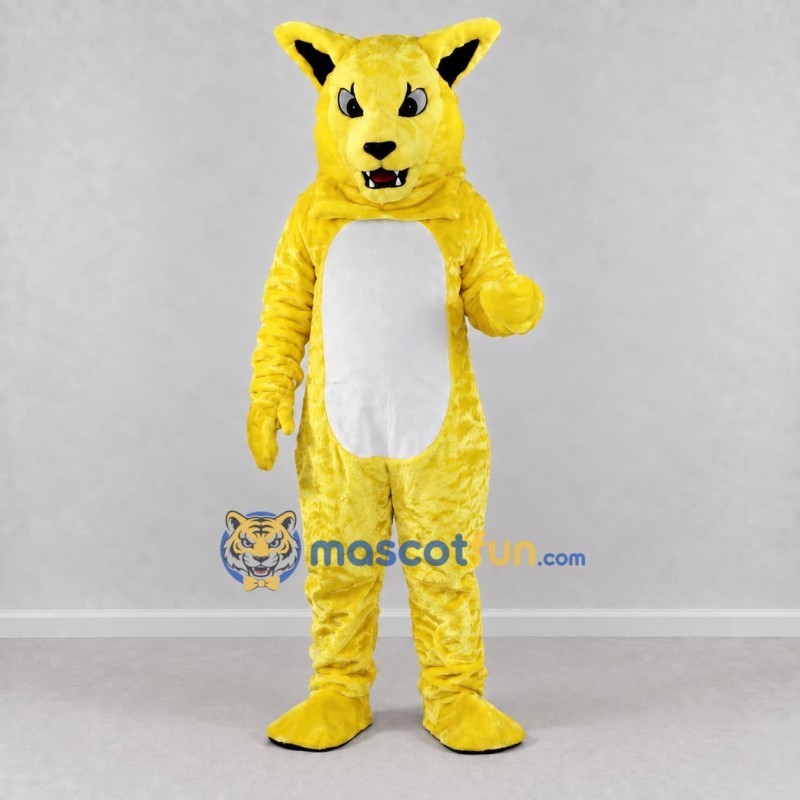 Custom Yellow and White Cat Mascot Costume Adult Full Body Suit for School Events Custom Yellow and White Cat Mascot Costume Adult Full Body Suit for School Events