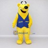 Custom Yellow and Blue Bear Character in Vest Mascot Costume Adult Full Body Suit for School Events Custom Yellow and Blue Bear Character in Vest Mascot Costume Adult Full Body Suit for School Events