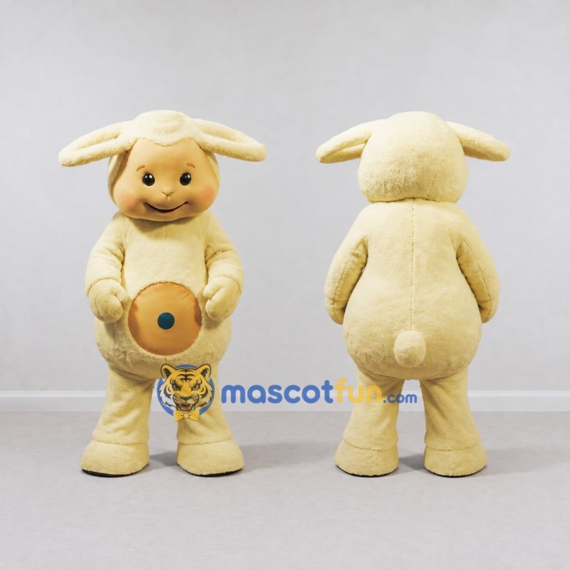 Custom Cream Fantasy Rabbit Mascot Costume Adult Full Body Suit for Theme Parties